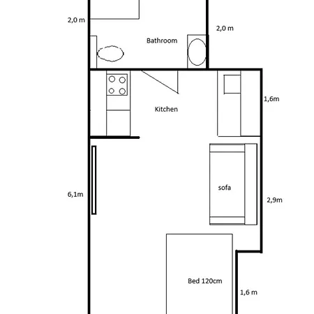 1-room Of 20kvm For 1-2 People Apartment